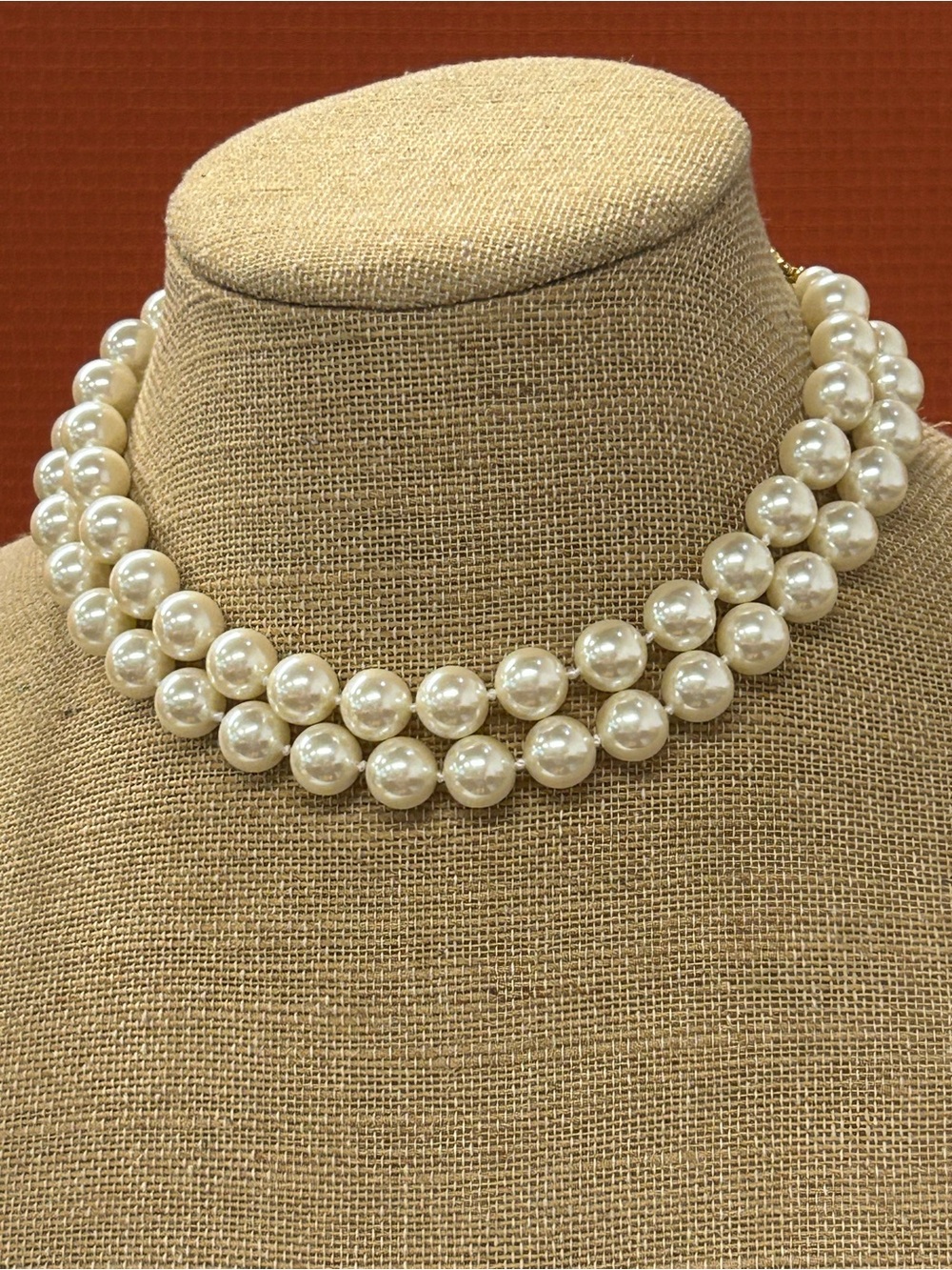 Carolee Vintage Classic Ivory Faux Pearl Double-Strand Choker Necklace